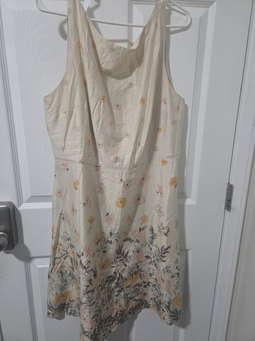 LOFT Cream Floral Midi Sundress with Yellow and Pink Accents